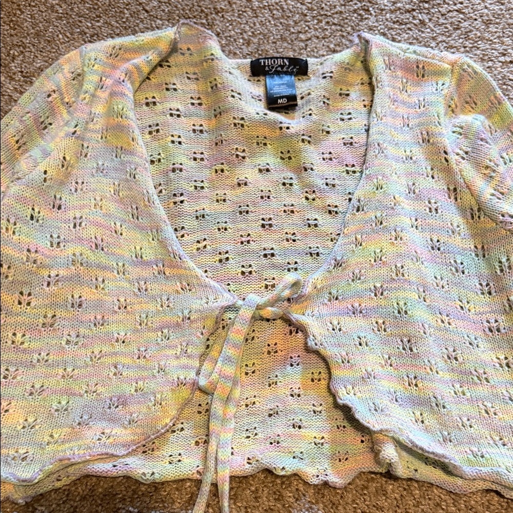 Pastel Knit Cardigan with Tie Closure